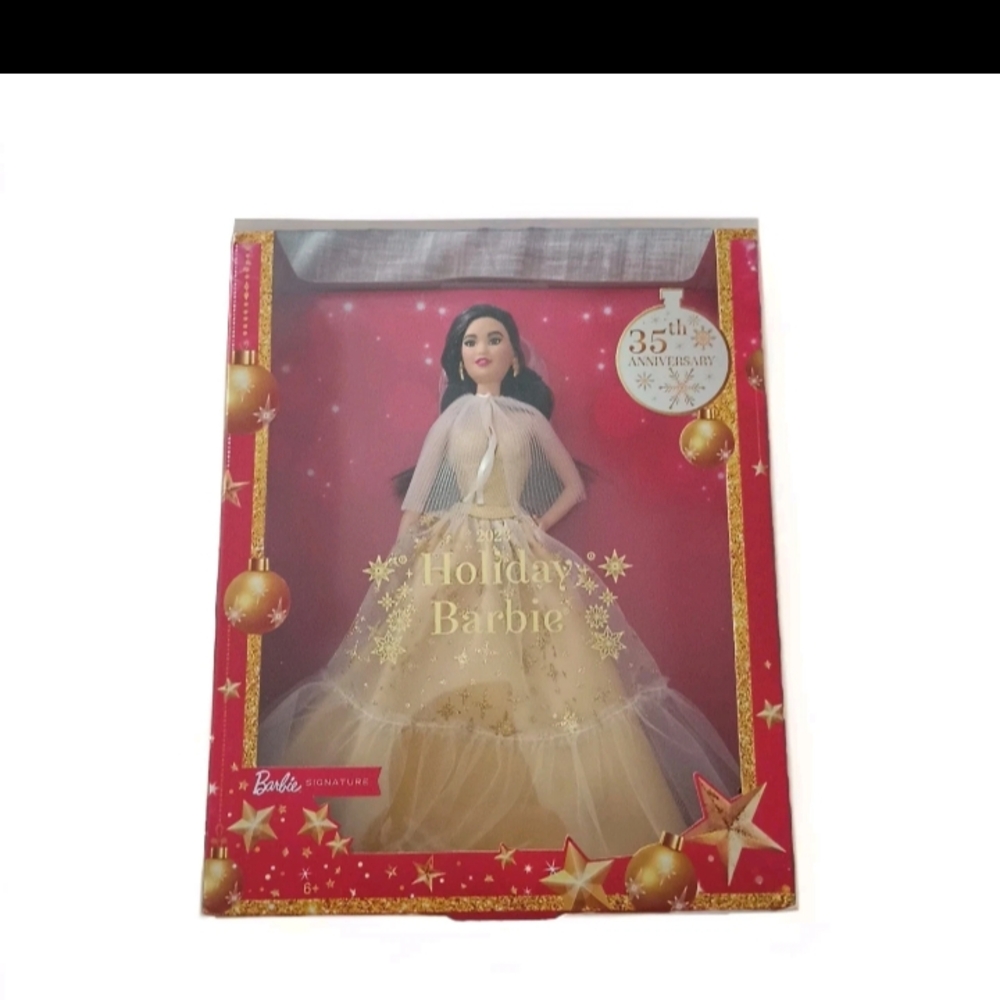 Barbie Signature 2023 Holiday Collector Doll Golden Gown and Black Hair